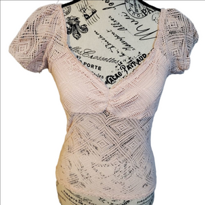 Forever 21 Pink Crochet Jersey Blouse Large